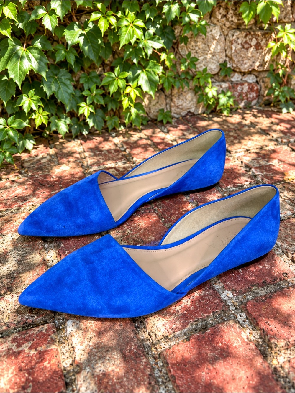 J. CREW Royal Blue Suede Flat D'Orsay Leather Flats, 9